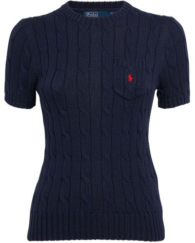 Polo Ralph Lauren Cable-knit Short-sleeve Sweater - Blue
