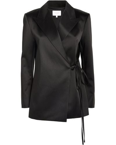 Carolina Herrera Satin Wrap Blazer - Black