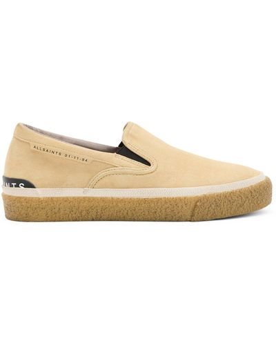 AllSaints Suede Navaho Slip-on Trainers - Natural