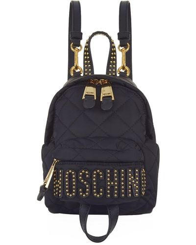 Moschino Mini Quilted Stud Logo Backpack - Black