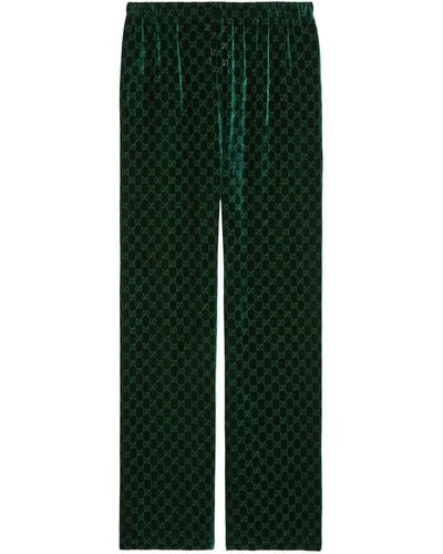 Gucci Velvet Gg Trousers - Green