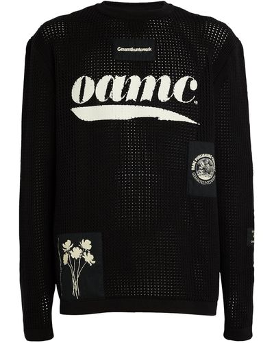 OAMC Cotton Mesh-knit Logo Sweater - Black