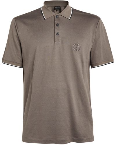 Giorgio Armani Embroidered Logo Polo Shirt - Grey