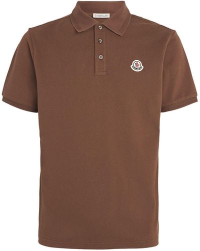 Moncler Piqué Cotton Logo Polo Shirt - Brown