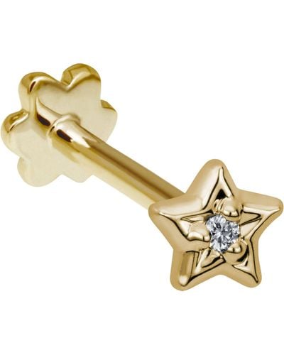 Maria Tash Yellow Gold Diamond Solitaire Star Threaded Stud Earring (3mm) - Metallic