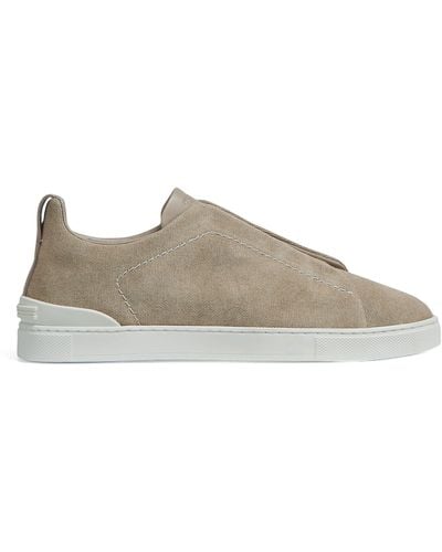 Zegna Canvas Triple Stitch Sneakers - Brown