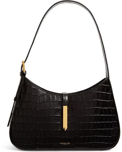 DeMellier London Leather Croc-effect Tokyo Shoulder Bag - Black
