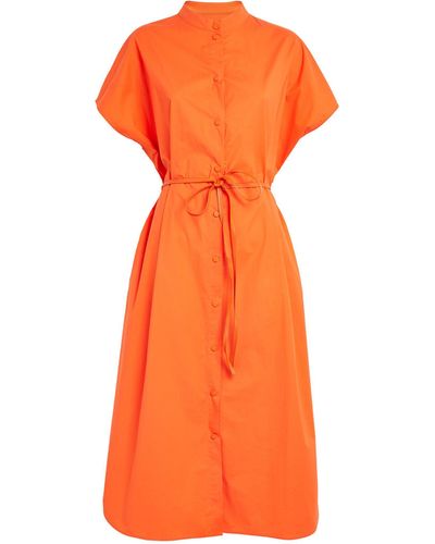 Yves Salomon Belted Midi Shirt Dress - Orange