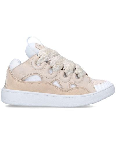 Lanvin Curb Lace-up Leather, Suede And Mesh Low-top Sneakers - White