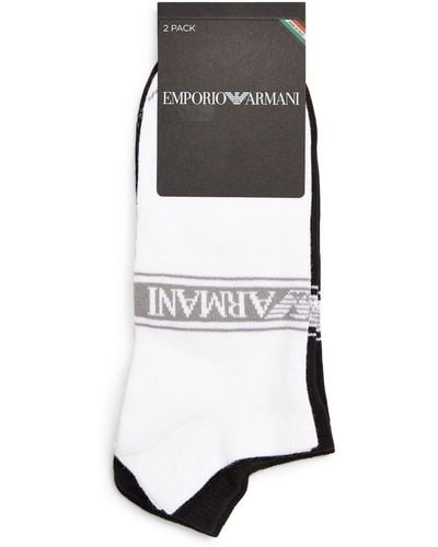 Emporio Armani Cotton-blend Logo Trainer Socks (pack Of 2) - Black