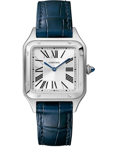 Cartier Steel Santos-dumont Watch 27.5mm - Blue