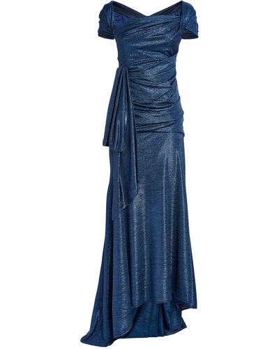 Talbot Runhof Square-neck Draped Maxi Dress - Blue