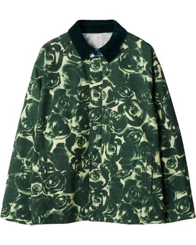 Burberry Cotton Rose Print Jacket - Green