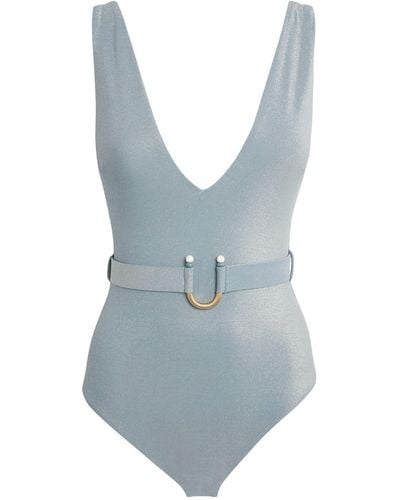 Zimmermann Metallic Plunge Waverly Swimsuit - Blue