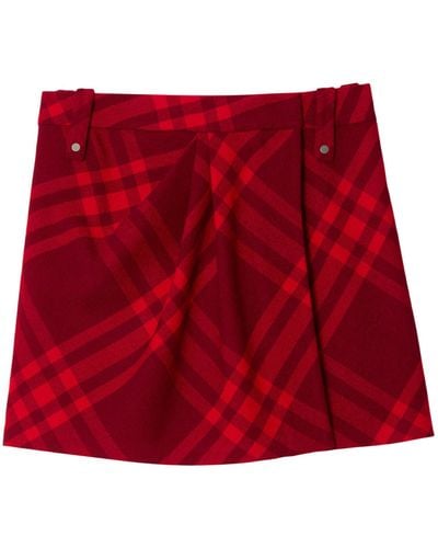 Burberry Wool Check Mini Skirt - Red