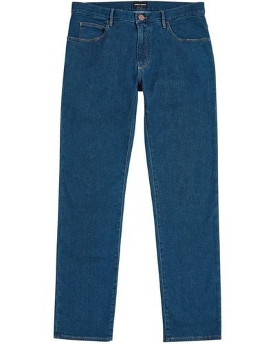 Giorgio Armani Stretch-cotton Straight Jeans - Blue