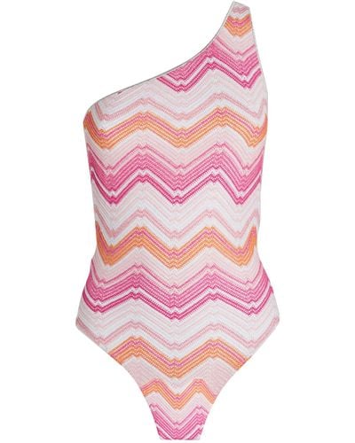Missoni One-shoulder Zigzag Swimsuit - Pink