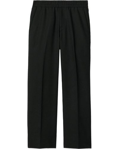 Burberry Wool-blend Wide-leg Trousers - Black
