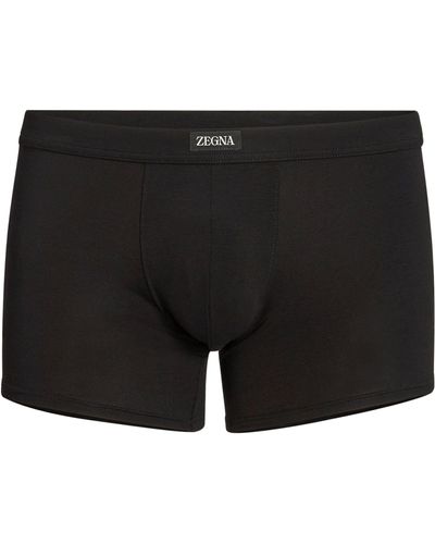 Zegna Stretch Modal Logo Boxers - Black