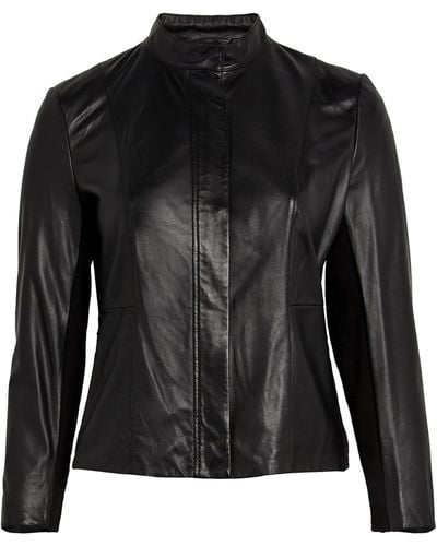 Marina Rinaldi Slim-fit Leather Jacket - Black
