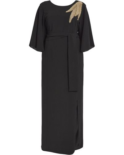 Marina Rinaldi Embroidered Cady Dress - Black