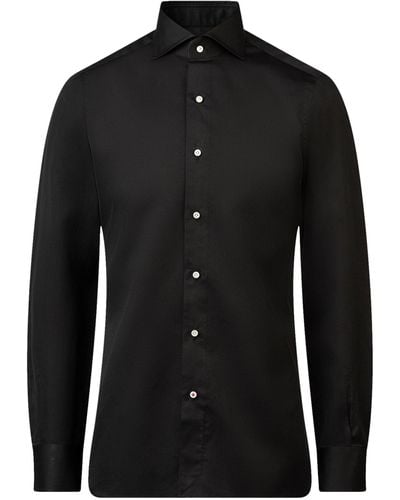 Isaia Cotton-silk Mix Dress Shirt - Black