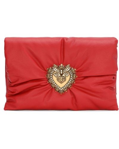 Dolce & Gabbana Padded Devotion Soft Shoulder Bag - Red