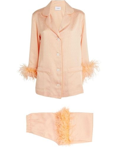 Sleeper Feather-trim Party Pajama Set - Orange