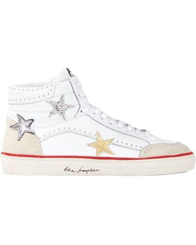 The Kooples Star-embellished High-top Trainers - White