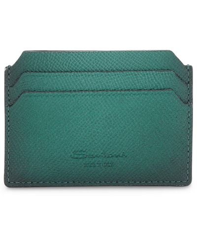 Santoni Leather Card Holder - Green