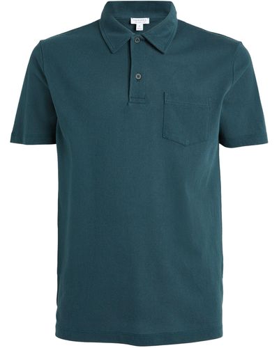 Sunspel Supima Cotton Mesh Riviera Polo Shirt - Green