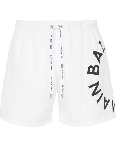 Balmain Logo Swim Shorts - White
