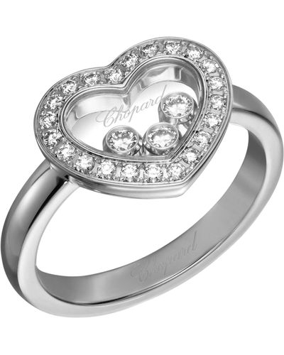 Chopard White Gold Happy Diamonds Icons Heart Ring - Metallic