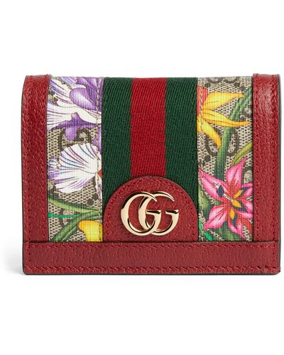Gucci Flora Print Wallet - Red