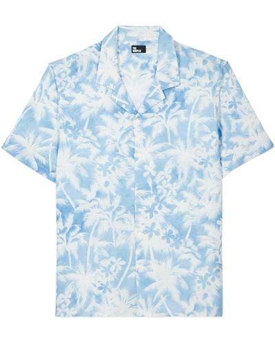 The Kooples Palm Tree Print Short-sleeve Shirt - Blue