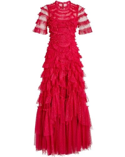 Needle & Thread Ruffled Marilla Gown - Red