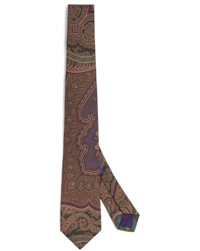 Ralph Lauren Purple Label Cashmere-silk Paisley Tie - Brown