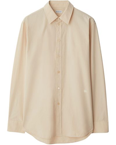 Burberry Cotton Edk Embroidery Shirt - Natural