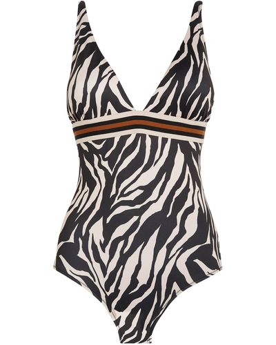 Gottex Zebra Print Plunge Swimsuit - Black