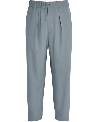 Giorgio Armani Virgin Wool Tailored Trousers - Blue