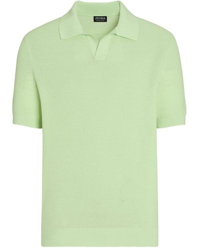 ZEGNA Cotton Knitted Polo Shirt - Green