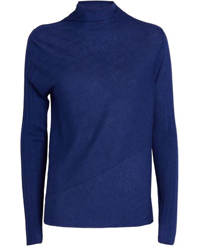 Theory Wool-blend High-neck Ribbed Sweater - Blue
