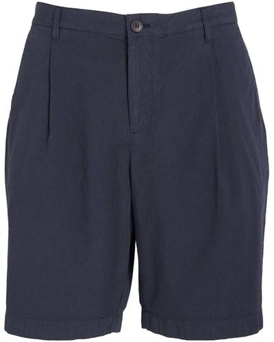 Sunspel Seersucker Pleated Shorts - Blue