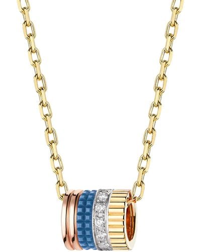 Boucheron Mixed Gold And Diamond Quatre Blue Edition Pendant Necklace - Metallic