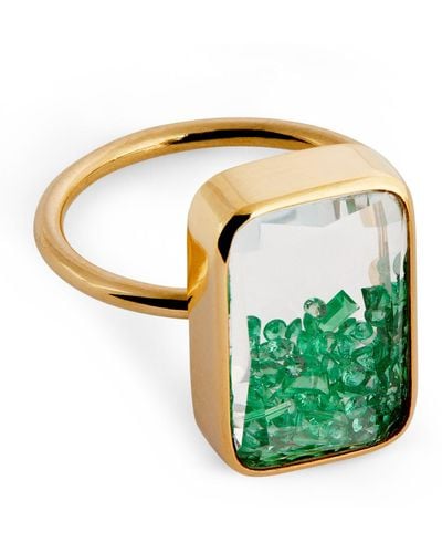 Moritz Glik Yellow Gold And Emerald Core Shaker Ring - Metallic