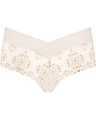 Chantelle Champs Elysees Floral Embroidery Briefs - Natural