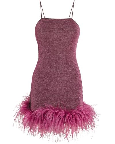 Oséree Feather-trim Lumière Mini Dress - Purple