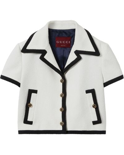 Gucci Cotton Tweed Short-sleeve Jacket - Black