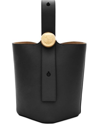 Loewe Mini Leather Pebble Bucket Bag - Black