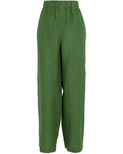With Nothing Underneath Linen The Palazzo Trousers - Green